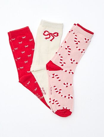 Lote de 3 pares de calcetines navideños de algodón jersey