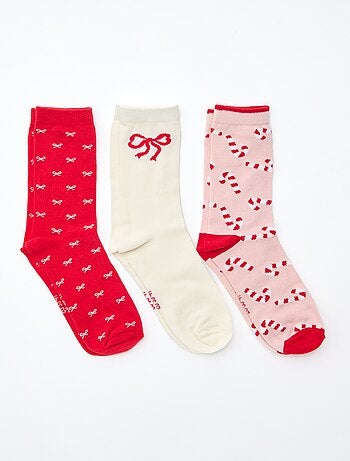 Lote de 3 pares de calcetines navideños de algodón jersey