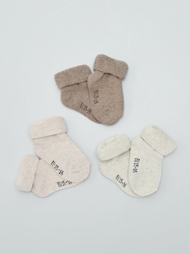 Lote de 3 pares de calcetines para recién nacido BEIGE - Kiabi
