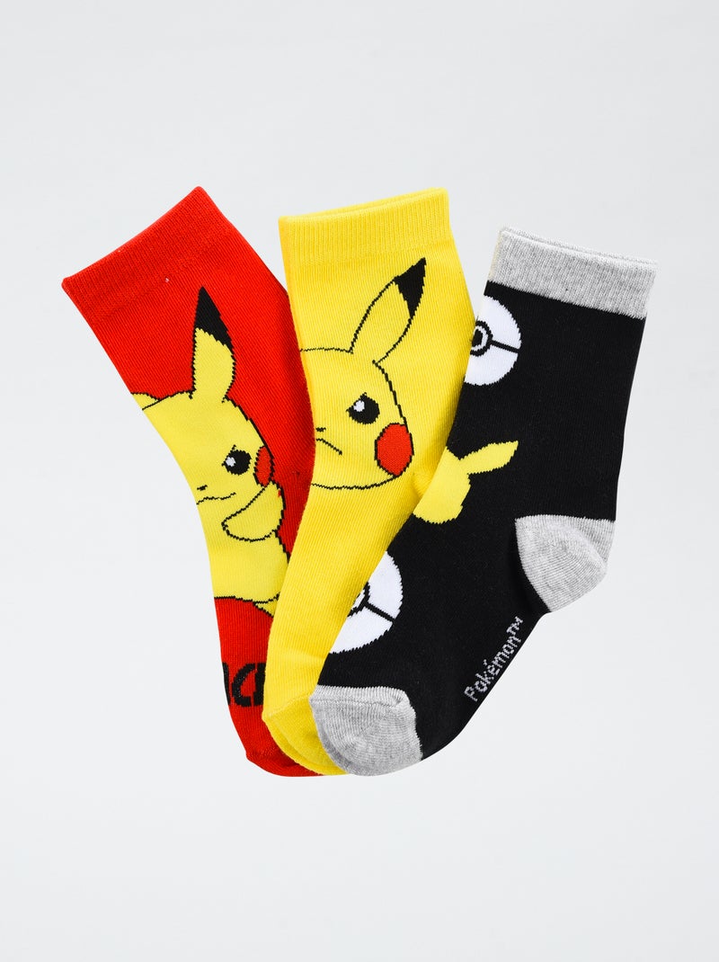 Lote de 3 pares de calcetines 'Pokémon' de algodón Amarillo - Kiabi