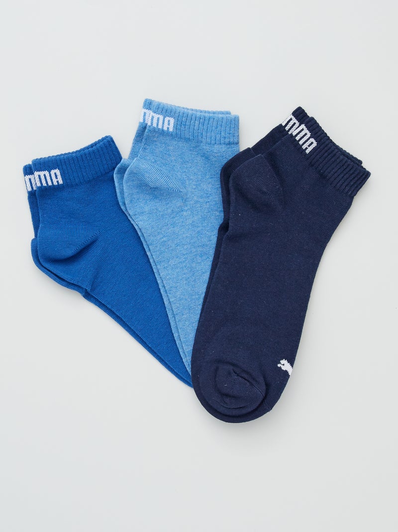 Lote de 3 pares de calcetines tobilleros 'Puma' de caña corta AZUL - Kiabi