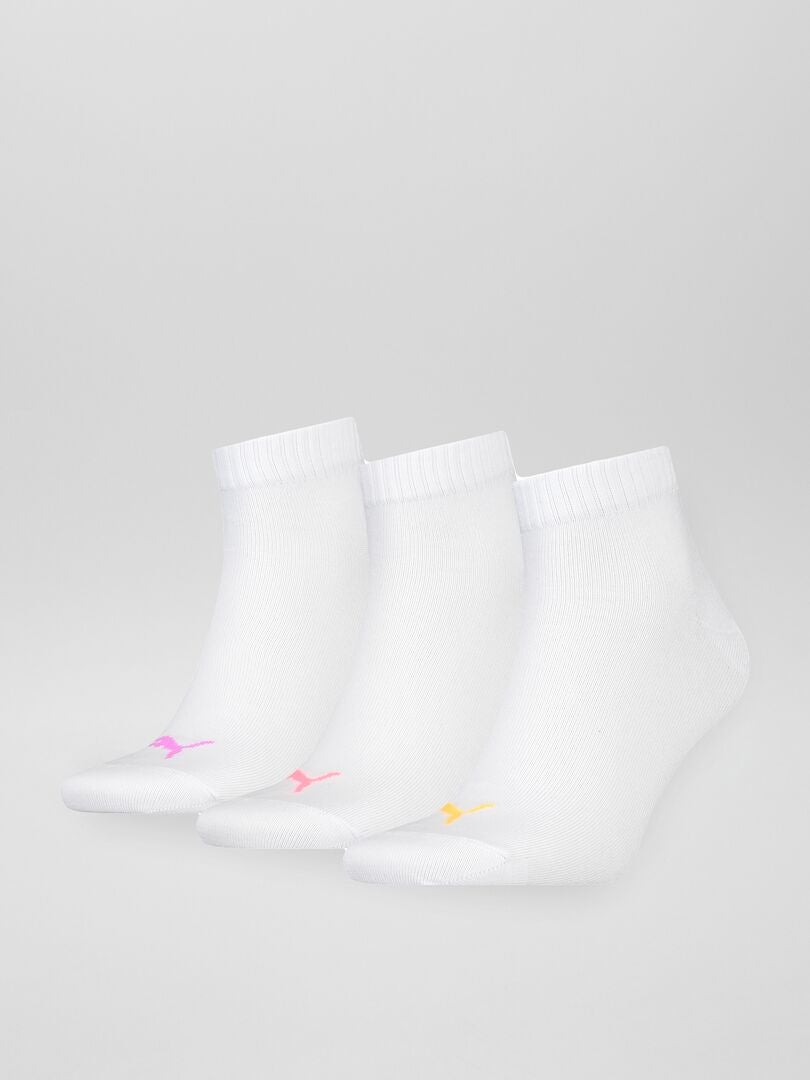 Lote de 3 pares de calcetines tobilleros 'Puma' de caña corta blanco - Kiabi
