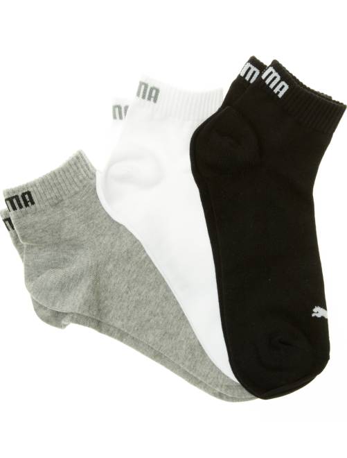 Lote de 3 pares de calcetines tobilleros 'Puma' de caña corta                                                                                                                                                     gris/blanco/negro 
