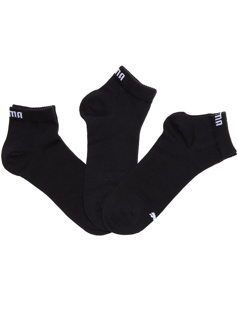 Lote de 3 pares de calcetines tobilleros 'Puma' de caña corta negro - Kiabi