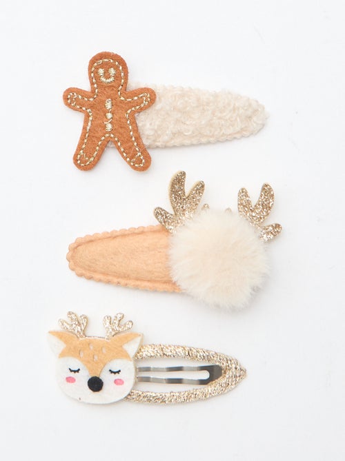 Lote de 3 pinzas clic clac 'Navidad' - Kiabi