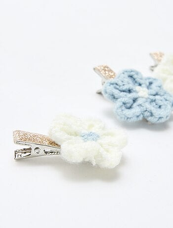 Lote de 3 pinzas de cocodrilo en macramé