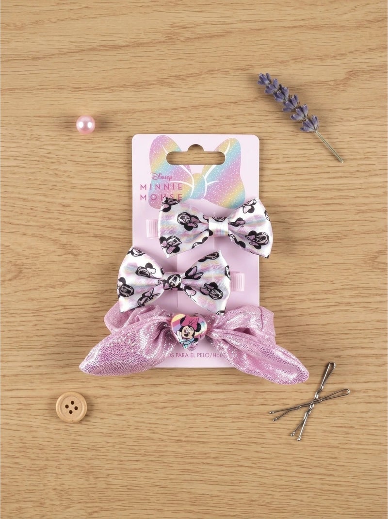 Lote de 3 pinzas para el pelo lazo de resina minnie disney Rosa - Kiabi