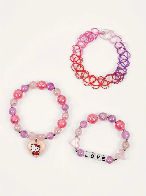 Lote de 3 pulseras con cierre de botón de presión hello kitty sanrio - Kiabi