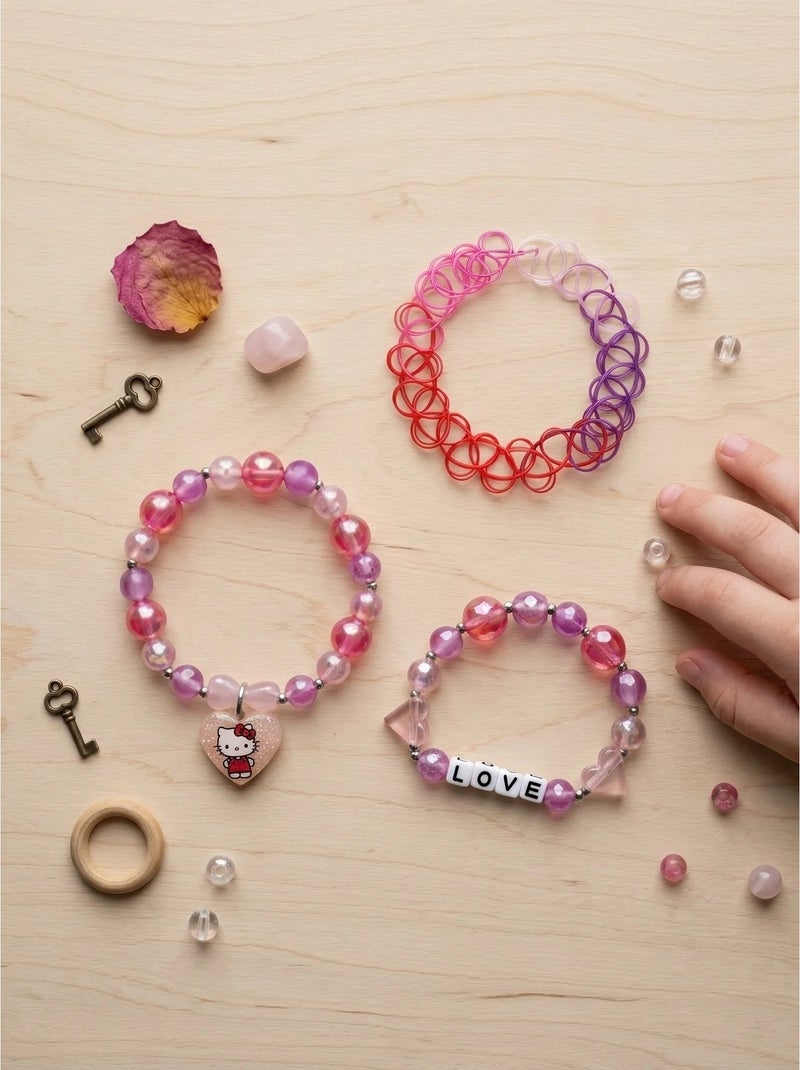 Lote de 3 pulseras con cierre de botón de presión hello kitty sanrio Rosa - Kiabi