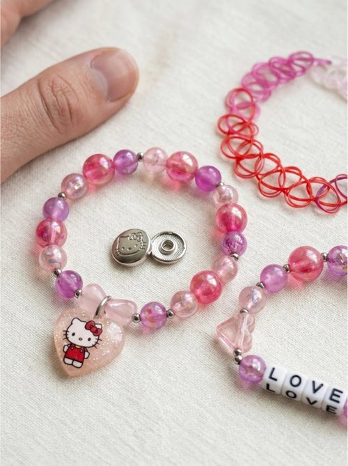 Lote de 3 pulseras con cierre de botón de presión hello kitty sanrio - Kiabi