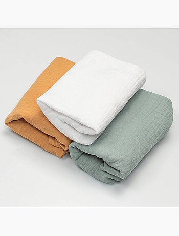 Lote de 3 sábanas bajeras para capazo de gasa de algodón, tendencia | SEVIRA KIDS