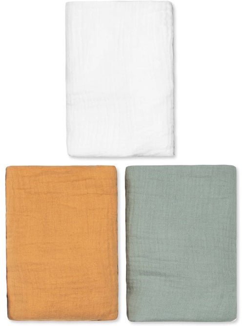 Lote de 3 sábanas bajeras para capazo de gasa de algodón, tendencia | SEVIRA KIDS - Kiabi