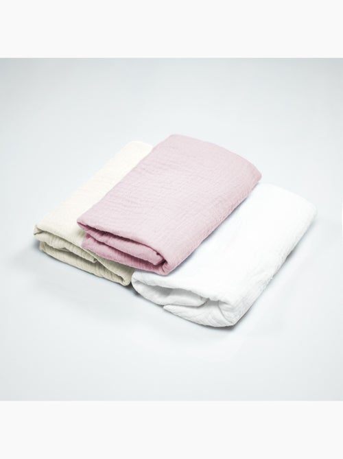 Lote de 3 sábanas bajeras para capazo en gasa de algodón, color pastel | SEVIRA KIDS - Kiabi