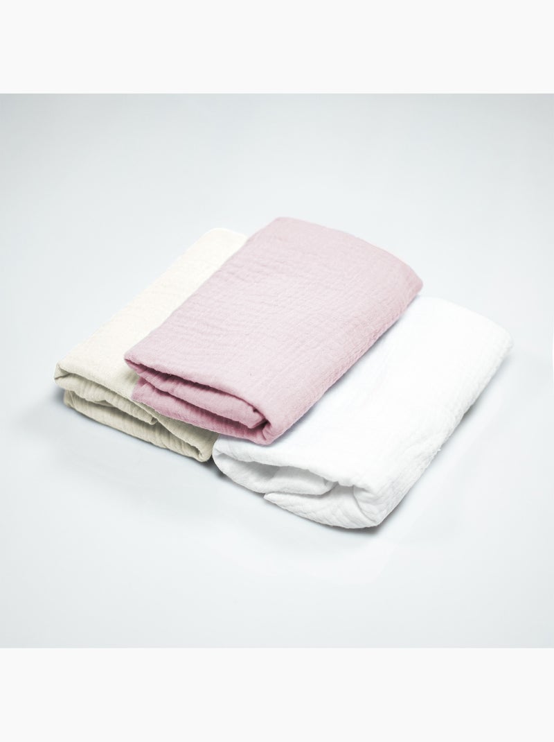 Lote de 3 sábanas bajeras para capazo en gasa de algodón, color pastel | SEVIRA KIDS Rosa - Kiabi