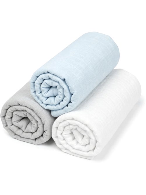 Lote de 3 sábanas bajeras para moisés en gasa de algodón lisas | SEVIRA KIDS - Kiabi