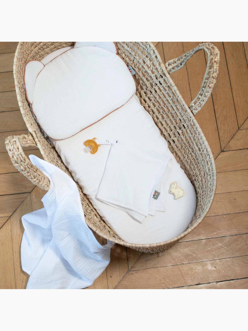 Lote de 3 sábanas bajeras para moisés en gasa de algodón lisas | SEVIRA KIDS Azul - Kiabi