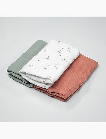 Lote de 3 sábanas bajeras para moisés en gasa de algodón, melody | SEVIRA KIDS