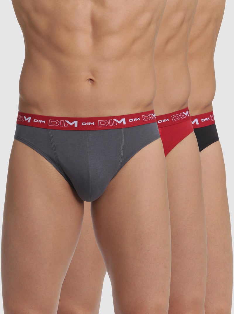 Lote de 3 slips DIM gris/rojo/negro - Kiabi