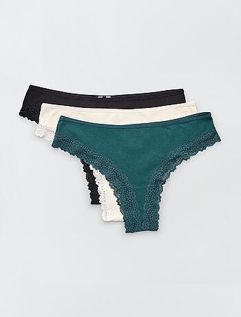 Pack de 3 braguitas brasileñas de punto de canalé