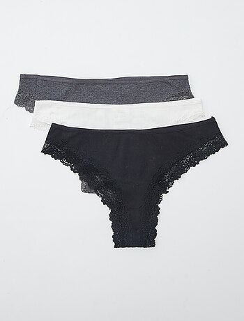 Pack de 3 braguitas brasileñas de punto de canalé