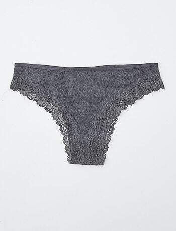 Pack de 3 braguitas brasileñas de punto de canalé