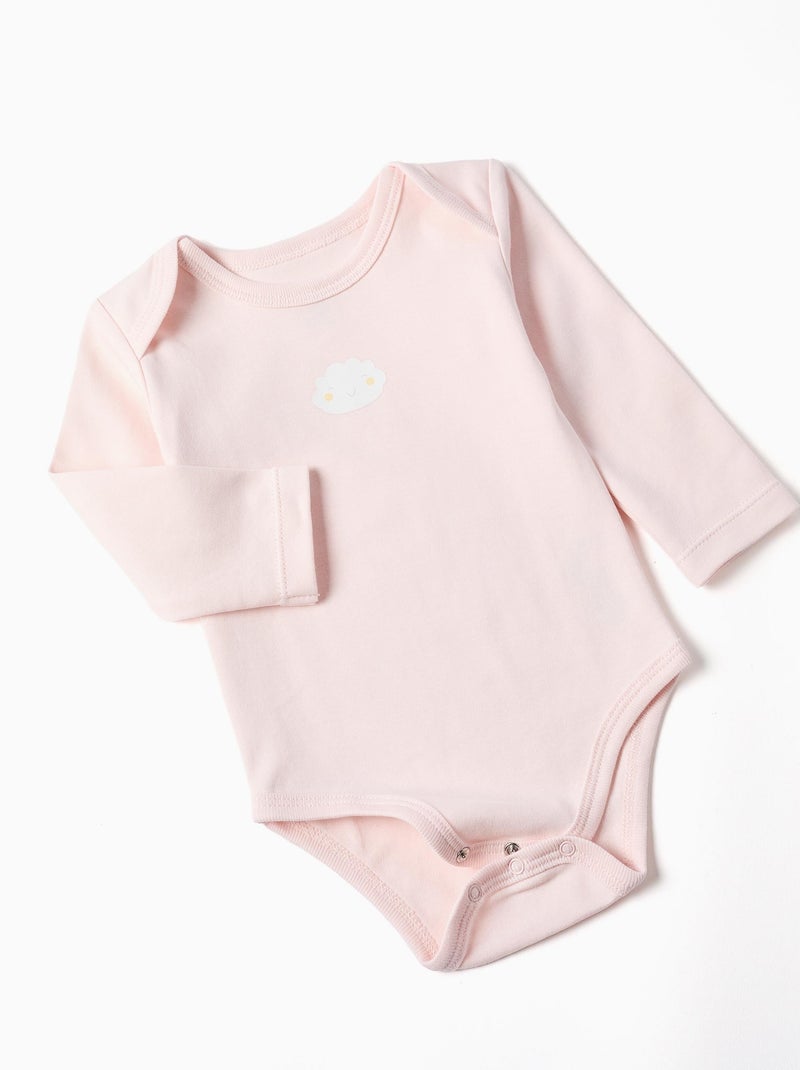 Lote de 4 bodies de algodón Blanco Rosa - Kiabi