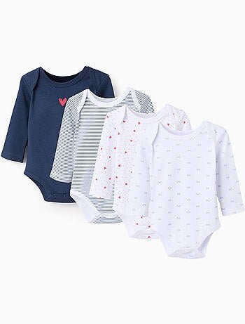 Lote de 4 bodies de algodón 'corazones'