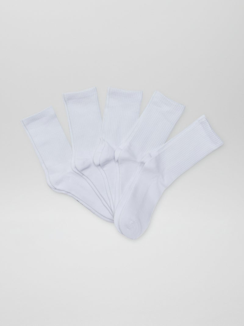 Lote de 5 pares de calcetines altos de punto BLANCO - Kiabi