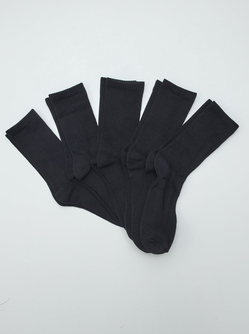 Lote de 5 pares de calcetines altos de punto NEGRO - Kiabi