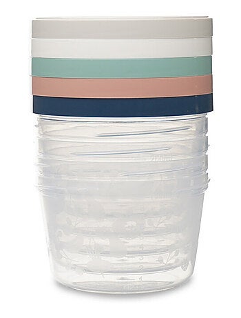 Lote de 5 recipientes Thermobaby de 250 ml para comidas de bebé, marcas de 20 ml