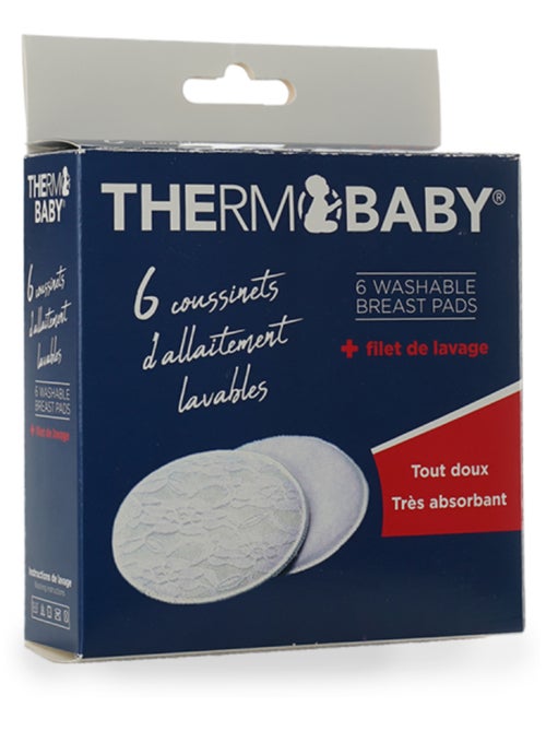 Lote de 6 protectores de lactancia lavables Thermobaby de algodón - Kiabi Lote de 6 protectores de lactancia lavables Thermobaby de algodón - Kiabi