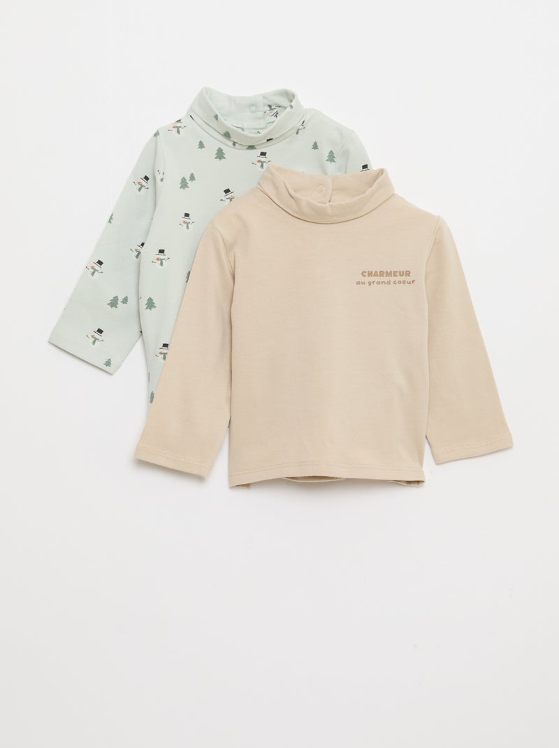 Lote de camisetas interiores de cuello alto - 2 unidades Beige - Kiabi