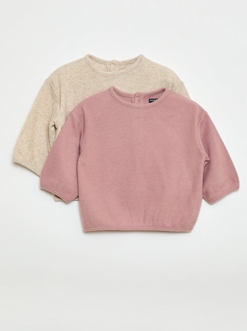 Lote de jerséis de punto suave con cuello abotonado - Kiabi