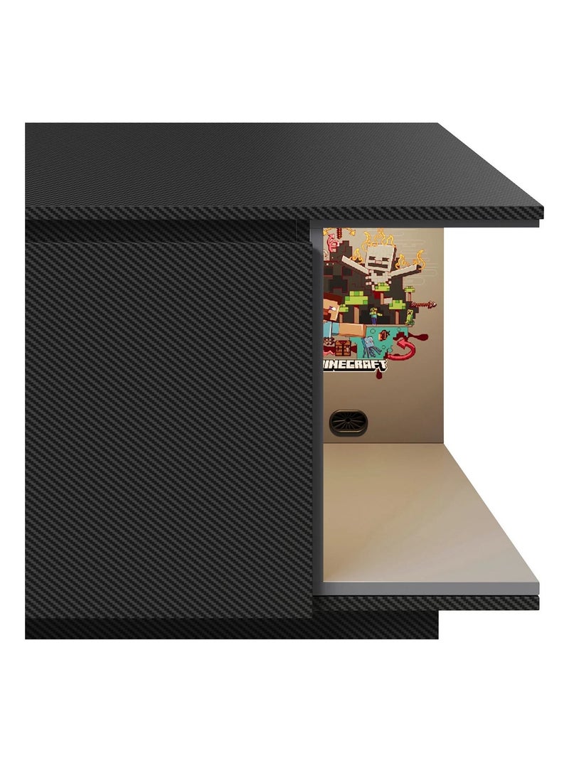 Lowboard 2 puertas y compartimento con LED 'Roba' - Minecraft Negro Multicolor - Kiabi