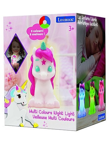 Luz nocturna de bolsillo con cambio de color y dise?o 3D de unicornio Aprox. 13 cm