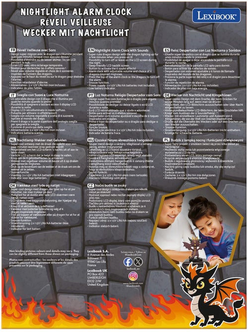 Luz nocturna Dragón Reloj despertador con sonidos - Kiabi