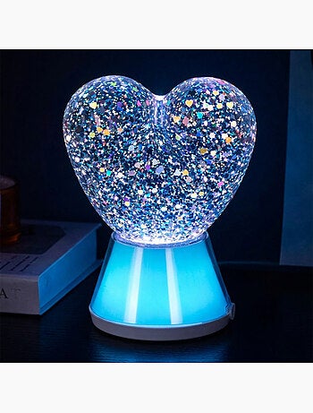Luz nocturna infantil rgb con purpurina en forma de corazón | Little L