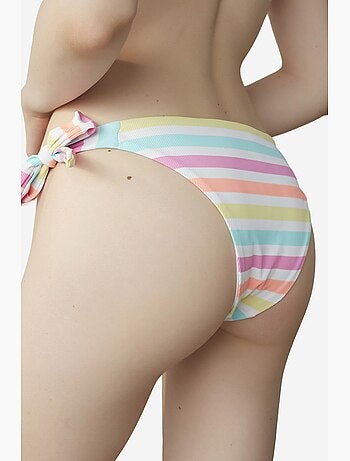 Macaron braguita de bikini brasileña a rayas con lazos penti