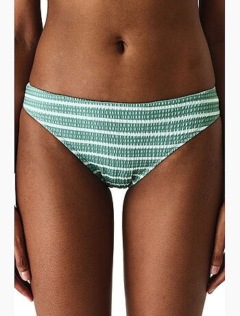 Maela braga de bikini rayada texturizada de tiro medio penti
