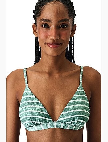 Maela top de bikini triangular fit a rayas texturizado penti