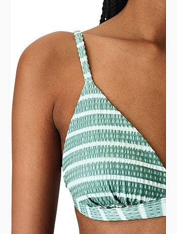 Maela top de bikini triangular fit a rayas texturizado penti
