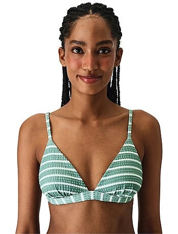 Maela top de bikini triangular fit a rayas texturizado penti