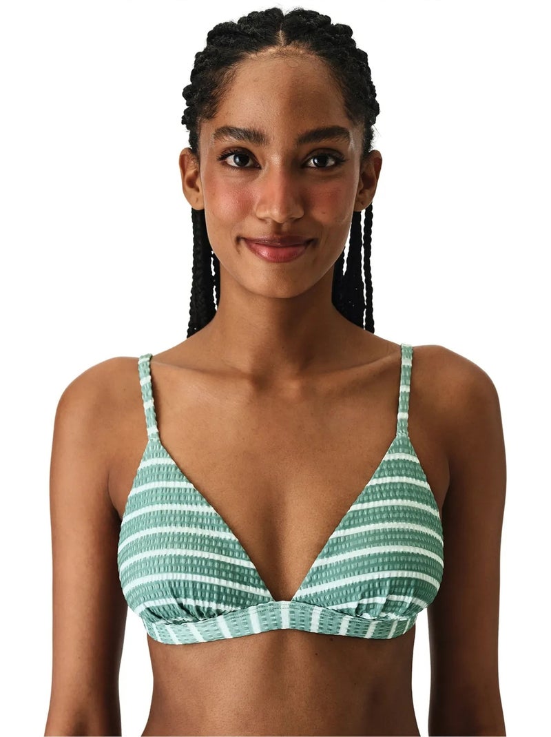Maela top de bikini triangular fit a rayas texturizado penti Verde menta - Kiabi