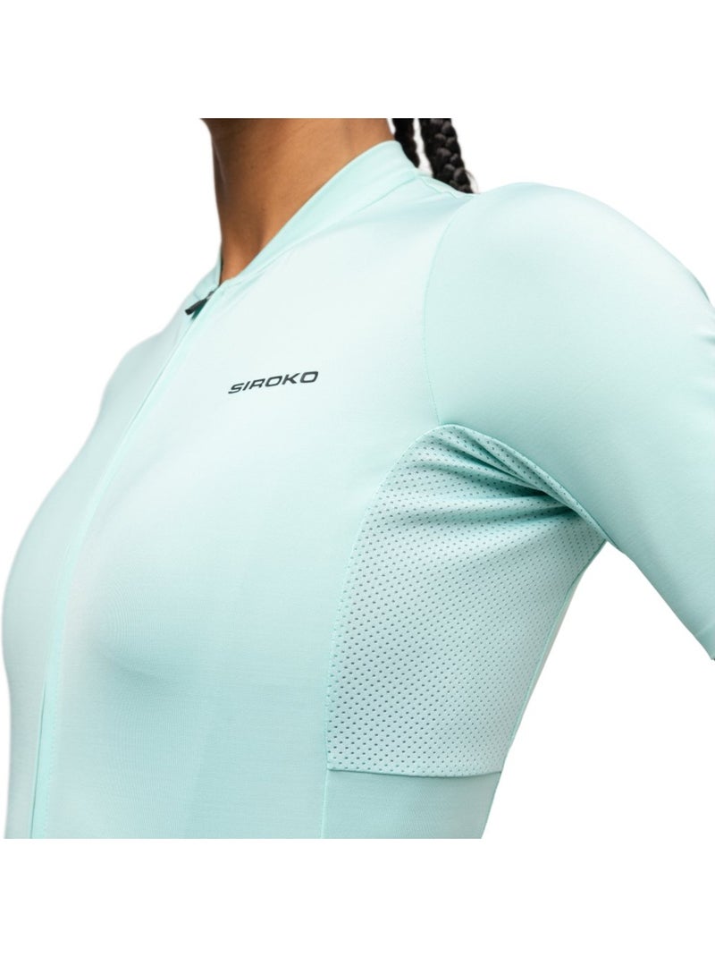 Maillot ciclismo reciclado manga corta mujer ciclismo mujer m6r fresh Turquesa - Kiabi