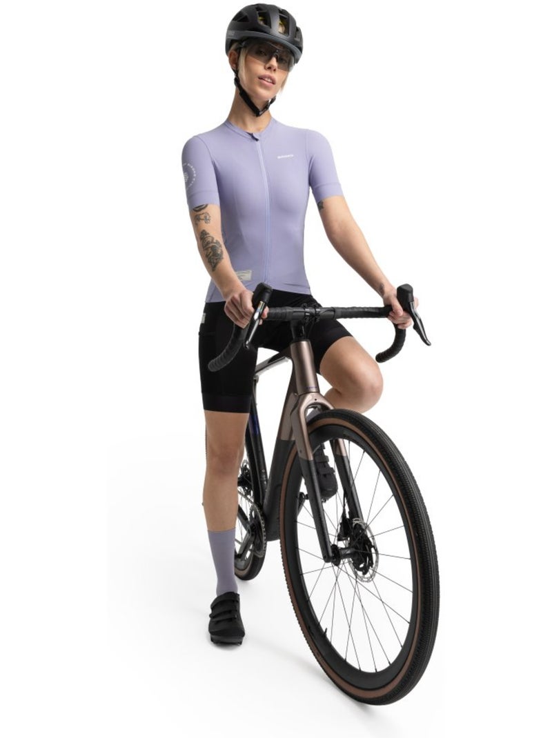 Maillot de gravel manga corta mujer ciclismo mujer gm2 andina Violeta - Kiabi