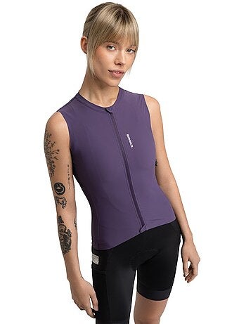 Maillot de gravel sin mangas mujer ciclismo mujer gm4 strata aubergine