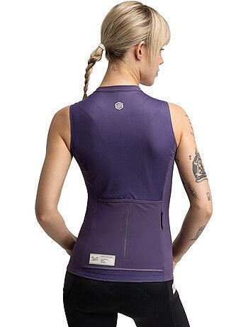 Maillot de gravel sin mangas mujer ciclismo mujer gm4 strata aubergine