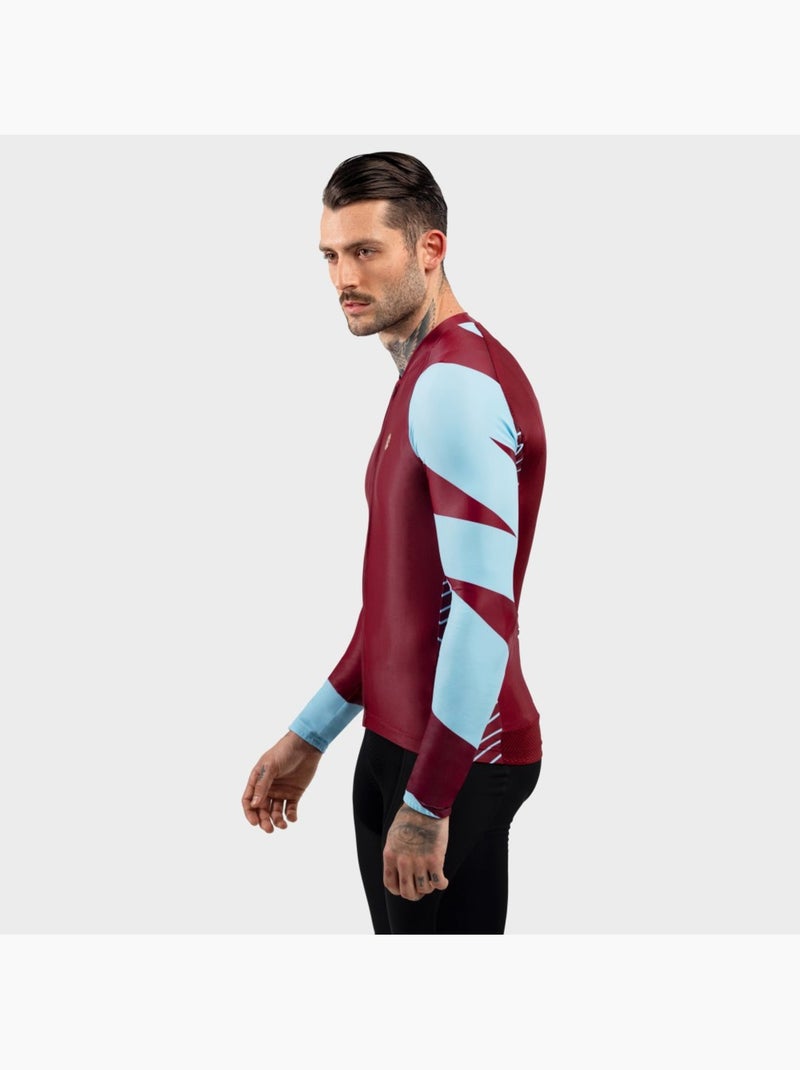 Maillot de manga larga hombre ciclismo hombre m2 road trip Rojo ladrillo - Kiabi