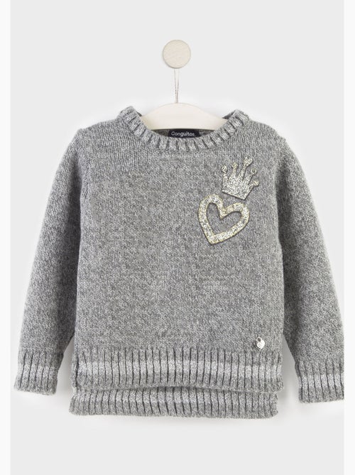 Maillot heart crown gris, niña - Kiabi