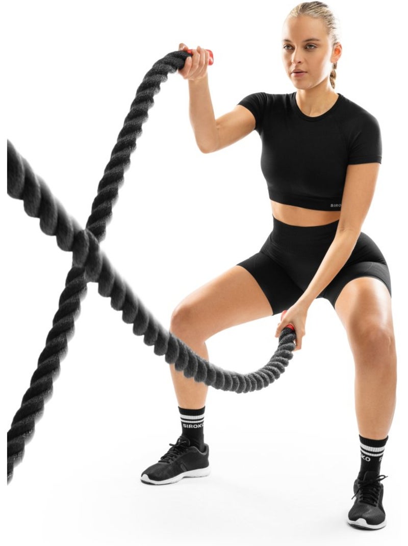 Mallas deportivas cortas sin costuras mujer fitness mujer persist Negro - Kiabi